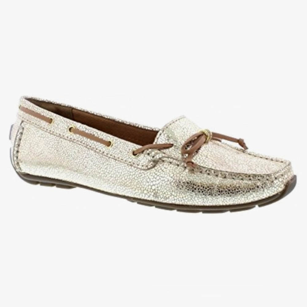 Clarks gold driving loafers sz 6 new!